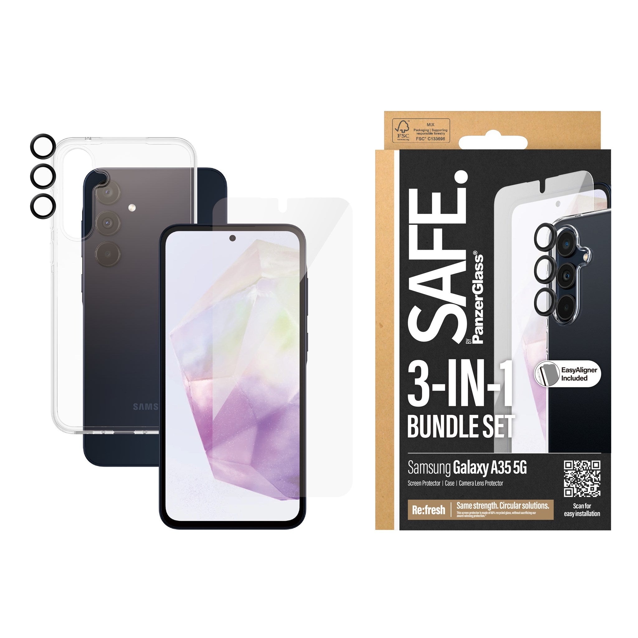SAFE. by PanzerGlass® 3-i-1 Beskyttelsespakke Samsung Galaxy A35 5G